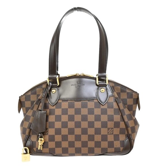LOUIS VUITTON Verona PM Shoulder Bag Damie Ebene Leather Brown N41117 22RL263 - Picture 1 of 16
